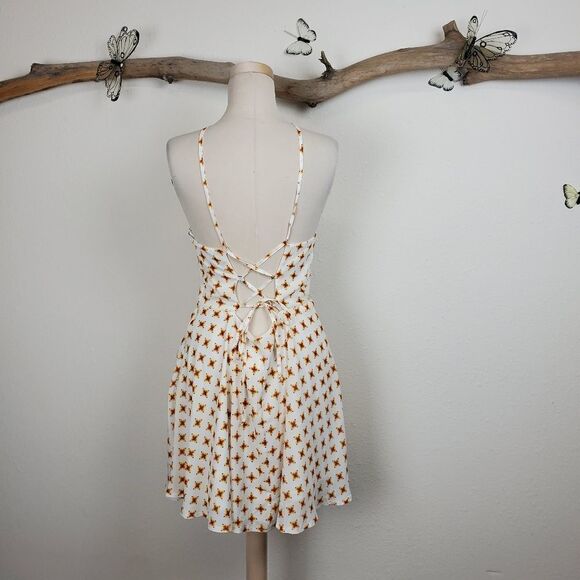 Bloom of Youth Ivory Print Skater Dress lace up - Picture 5 of 9